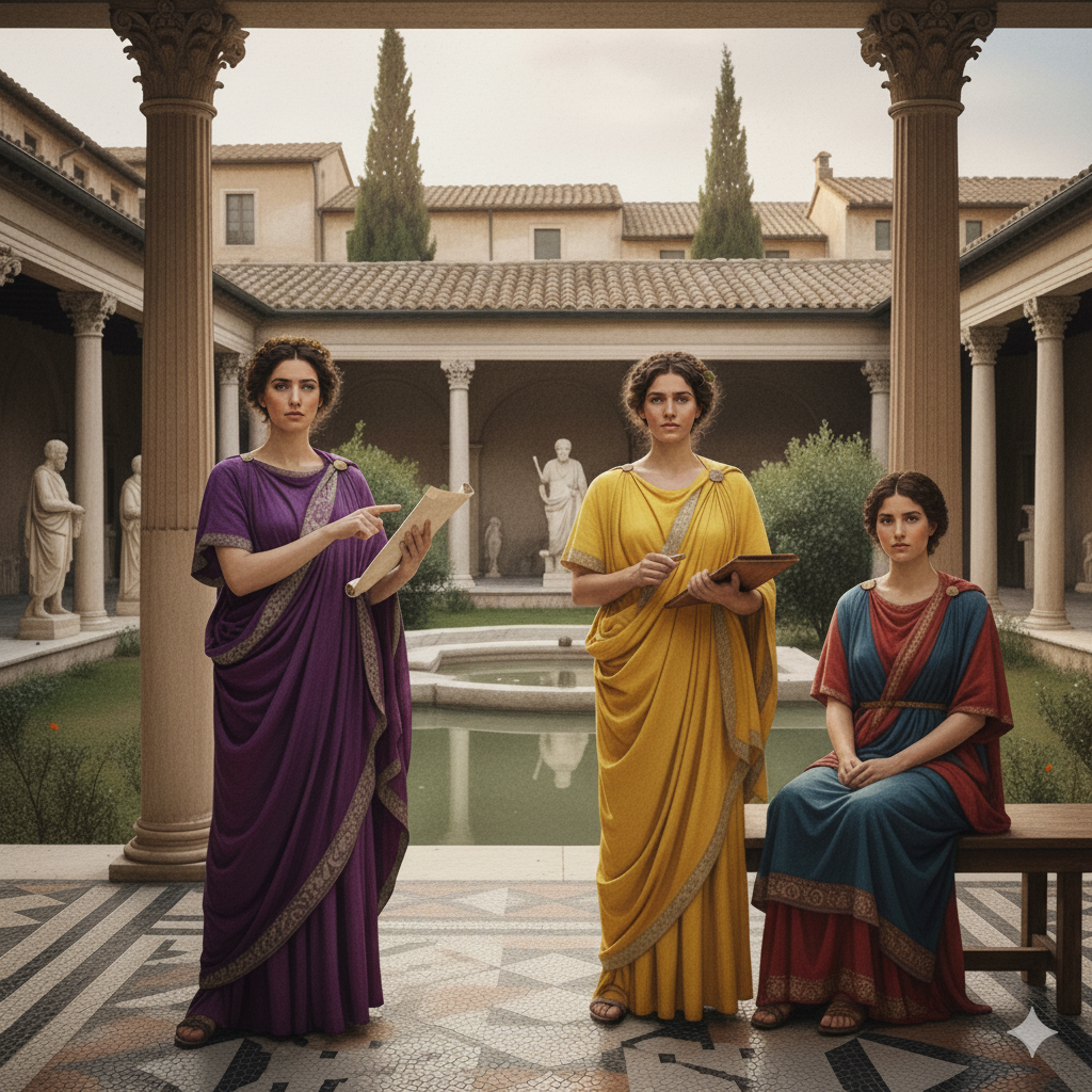 Mujeres estoicas en un patio romano