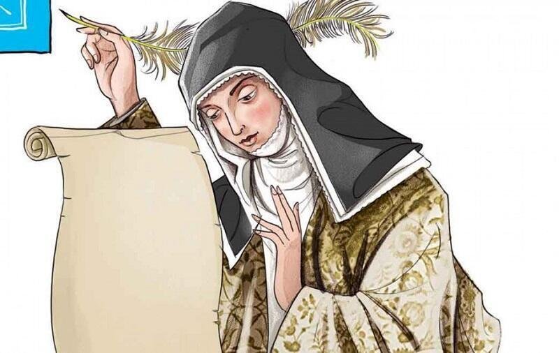 Representación de Hadewijch de Amberes, poetisa mística beguina