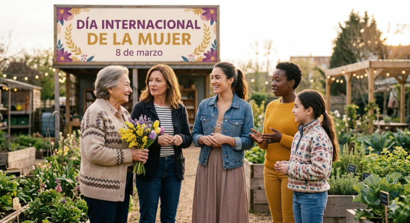 Representación del Día Internacional de la Mujer, con mueres de varias edades.